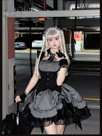 Alice Girl - Lolita Potion - Gothic Lolita Witch Hat and Striped Side Clips