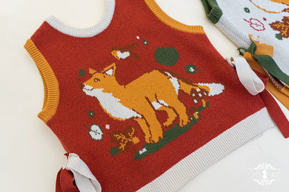Miss Point - Chubby Fox in the Forest - Kawaii Lolita Vest Customized Lolita Sweater