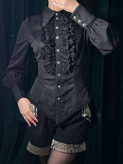 Little Dipper - Cold Rice - Ouji Lolita Shirt With Spiderweb Pattern in Several Versions