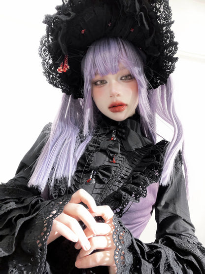 Dark Circle Clinic - Barbara Manor Night - Gothic Lolita JSK Pleated Floral Print Lolita Dress