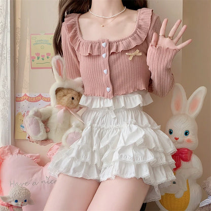 Sugar Girl - Cotton Lolita Bloomer, Loose Ruffled Hem Petticoat