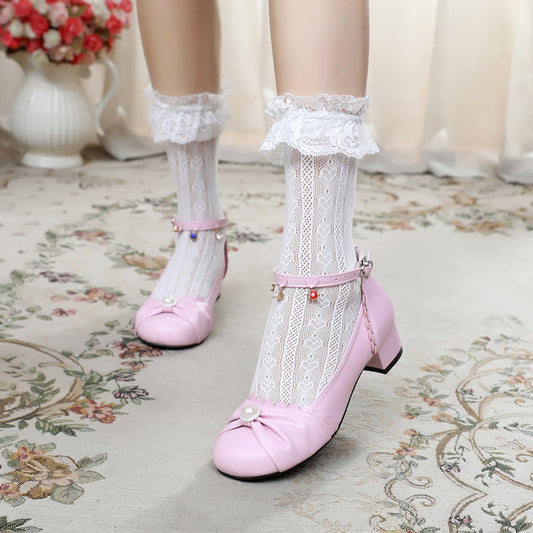 Sosic - Shell Dew - Sweet Lolita Bow Round Toe Shoes