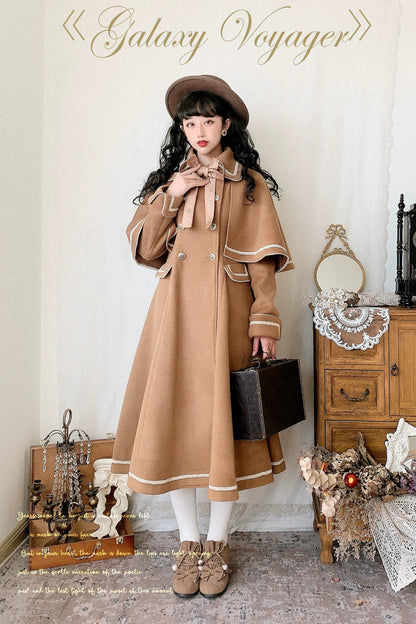 Unideer - Galaxy Traveler - Classic School Lolita Overcoat with Detachable Cape and Bow