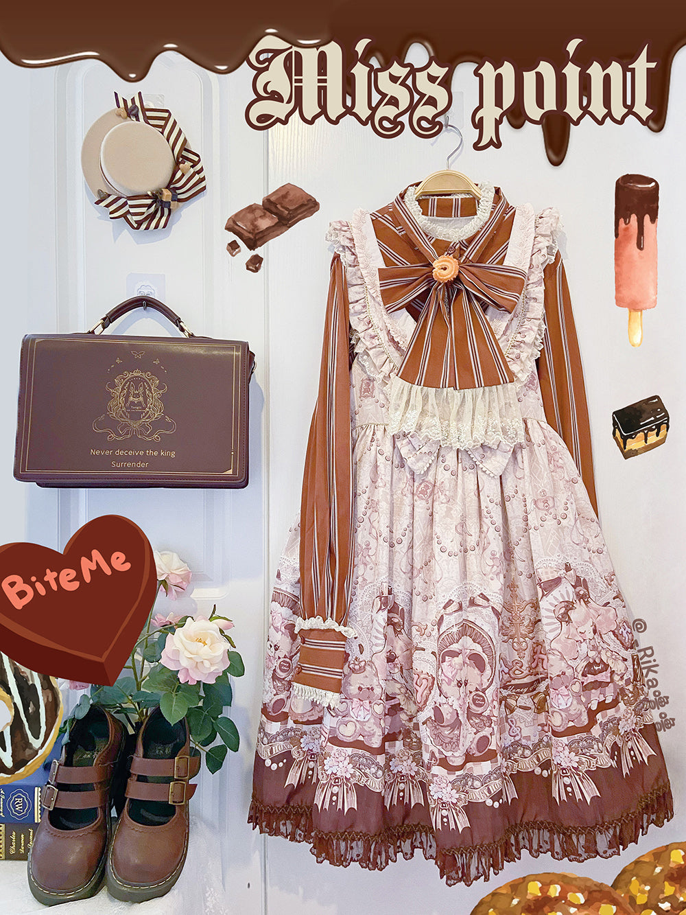 Miss Point - Chocolate Daily Light Sweet Stripe Lolita Blouse