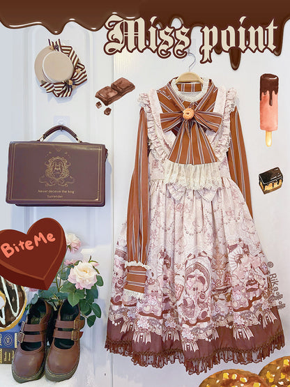 Miss Point - Chocolate Daily Light Sweet Stripe Lolita Blouse