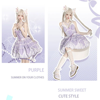 OCELOT - Sweety Gummy - Sweet Lolita JSK Dress Big Bow Flower Bud Lolita Dress