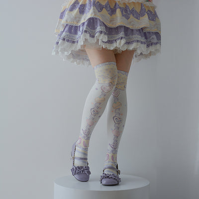 Roji roji - Macaron Printed Lolita Knee Stockings