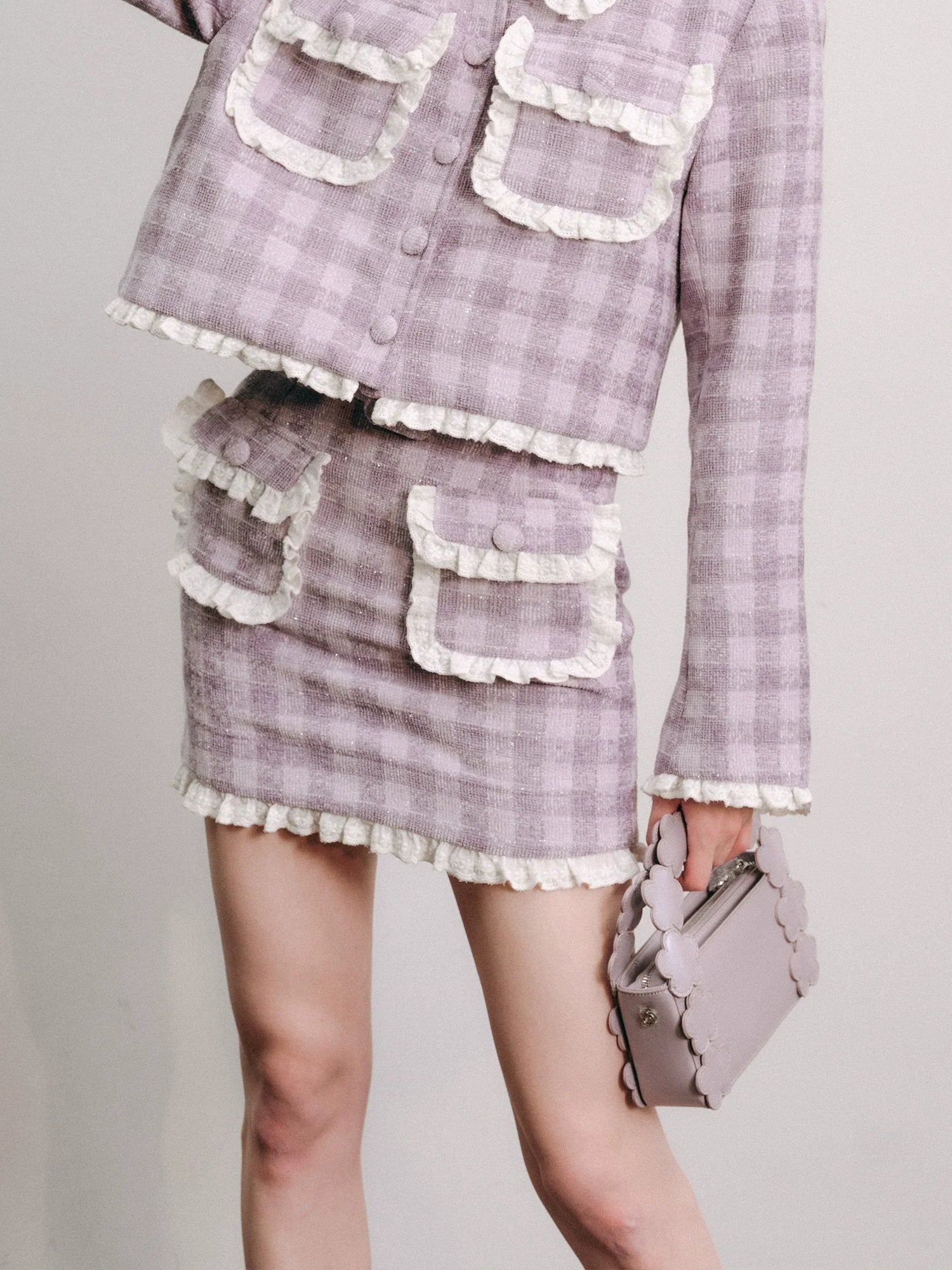 Purple lace jacket half skirt two-piece【s0000004446】