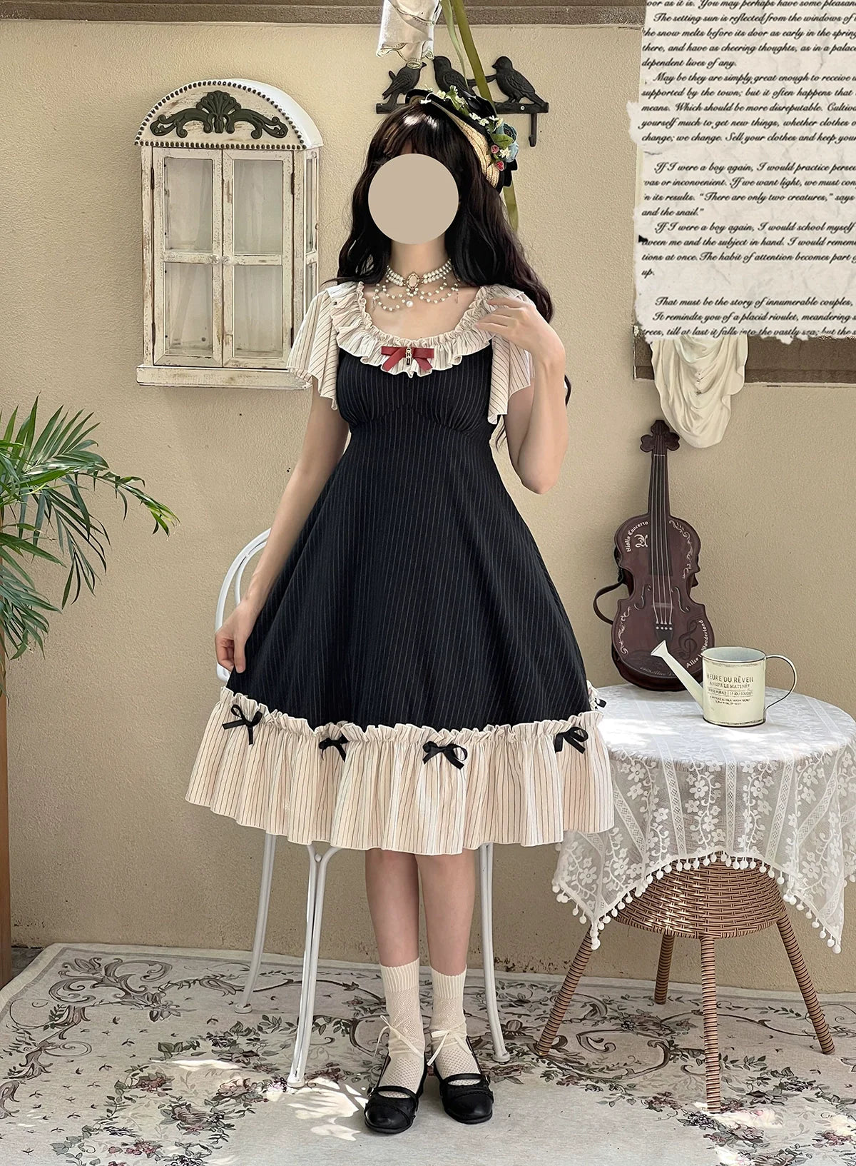 EESSILY - Cotton Plus Size Lolita OP Dress With Pockets & Detachable Bra Pads