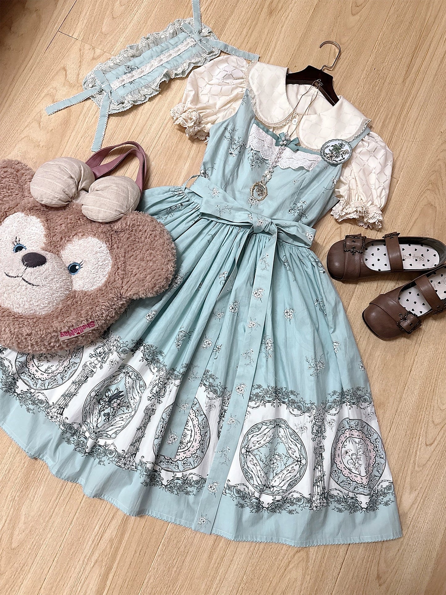 DreamWhale - Small Porcelain Plate - Classic Lolita JSK Printed Dress