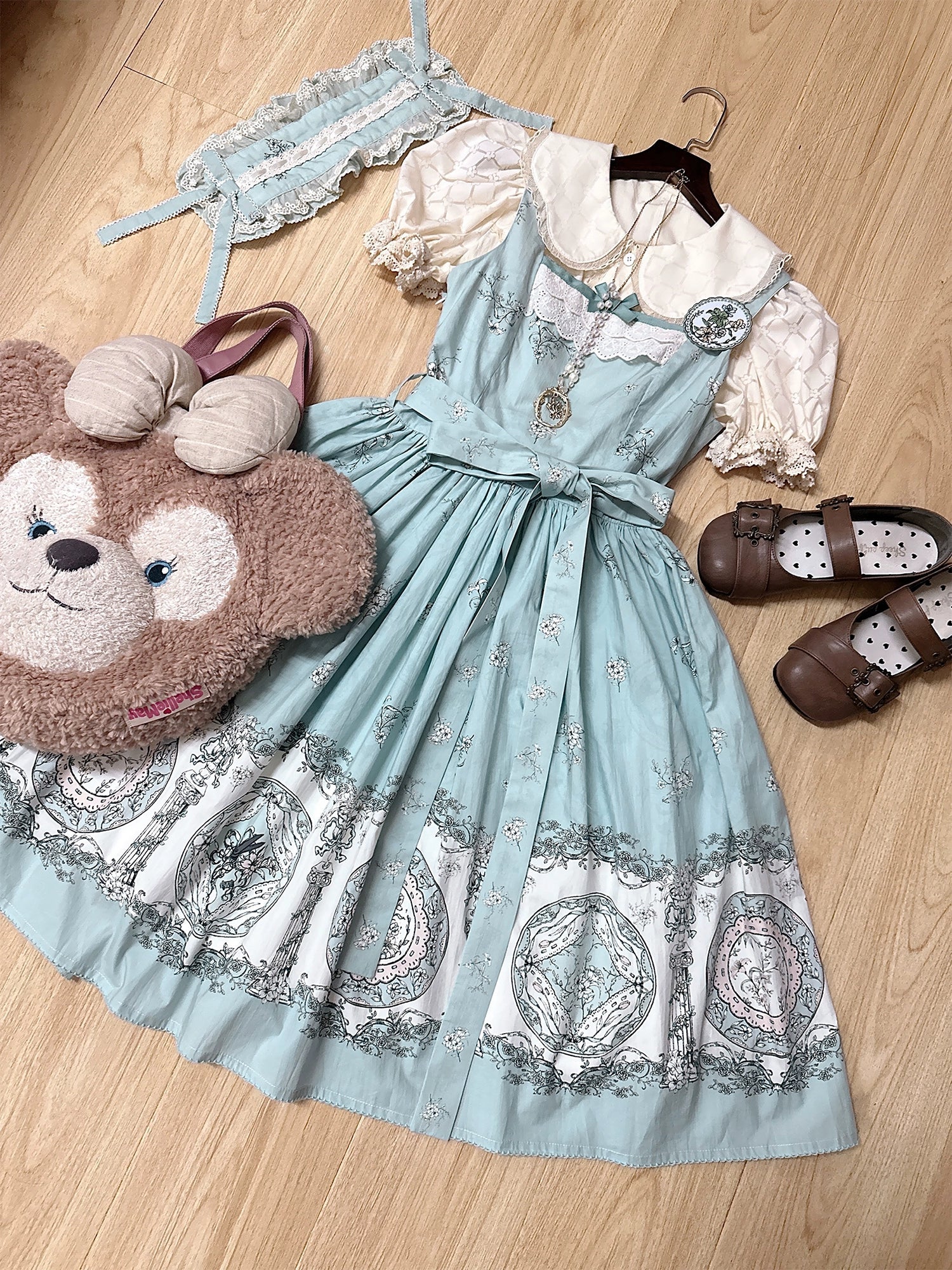 DreamWhale - Small Porcelain Plate - Classic Lolita JSK Printed Dress