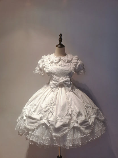 The Seventh Doll - Sweet Diary SP - Vintage Lolita Jumper Dress Petal-like Hem JSK Headdress Set