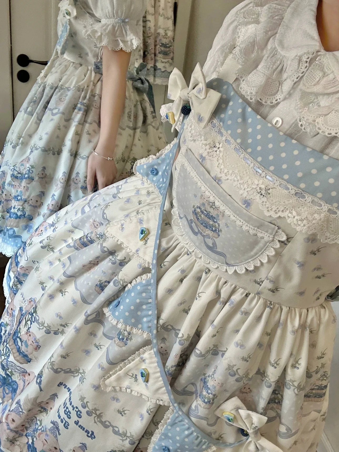 Akiyama Future Studio - Blueberry Tart Party - Sweet Blue Lolita Salopette Dress Blueberry Tart Print JSK Dress