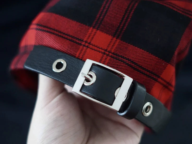 Strange Sugar - Gothic Lolita Black-red Plaid Hairband