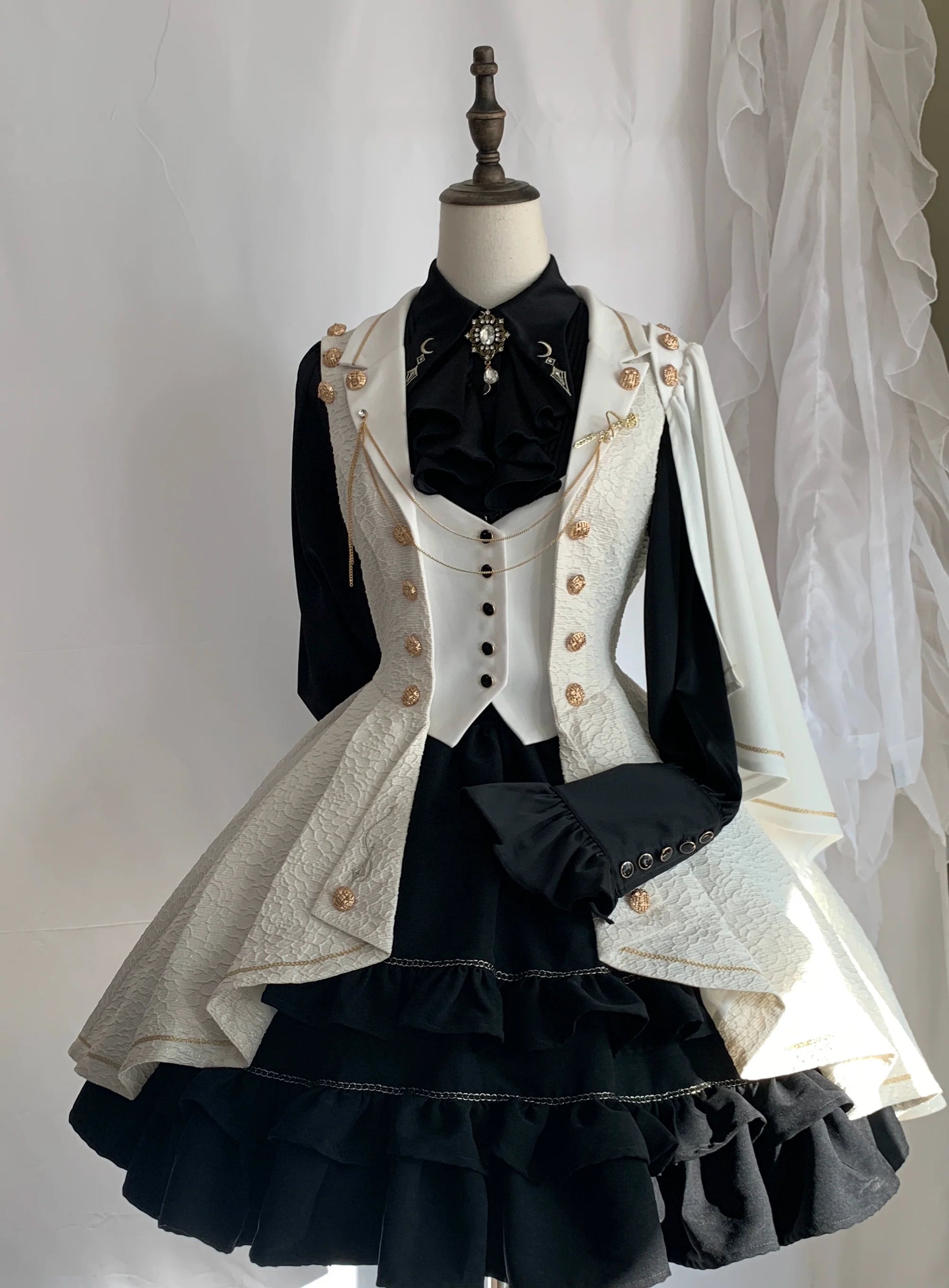 SilentMars - Law of the Fallen Moon - Retro Lolita Vest Coat Suit Knight Style Skirt