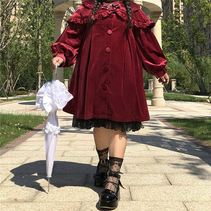 Dark Star Island - Winter Lolita Cape Velvet Antique Lolita Coat
