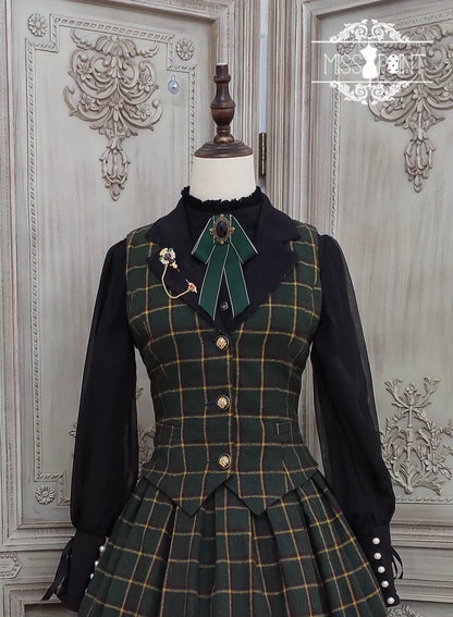 Miss Point - Rose - Elegant Lolita Pliad Print Vest Customized