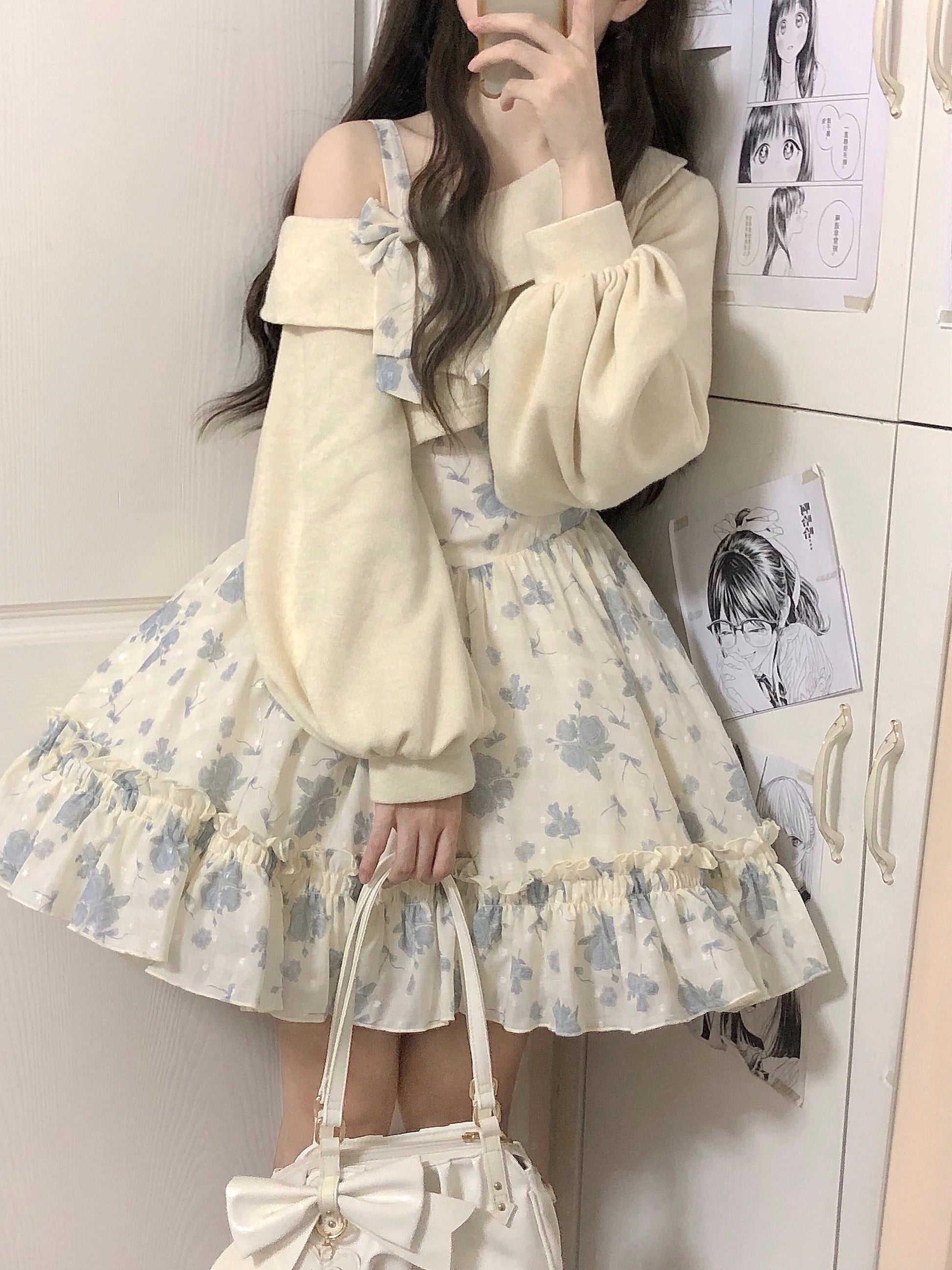 KuMa Lolita - Twilight Rose - Sweet Lolita Dress Sweater and JSK