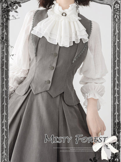 Forest Wardrobe - Misty Forest - Elegant Vintage Fishbone Lolita Long Skirt & Vest