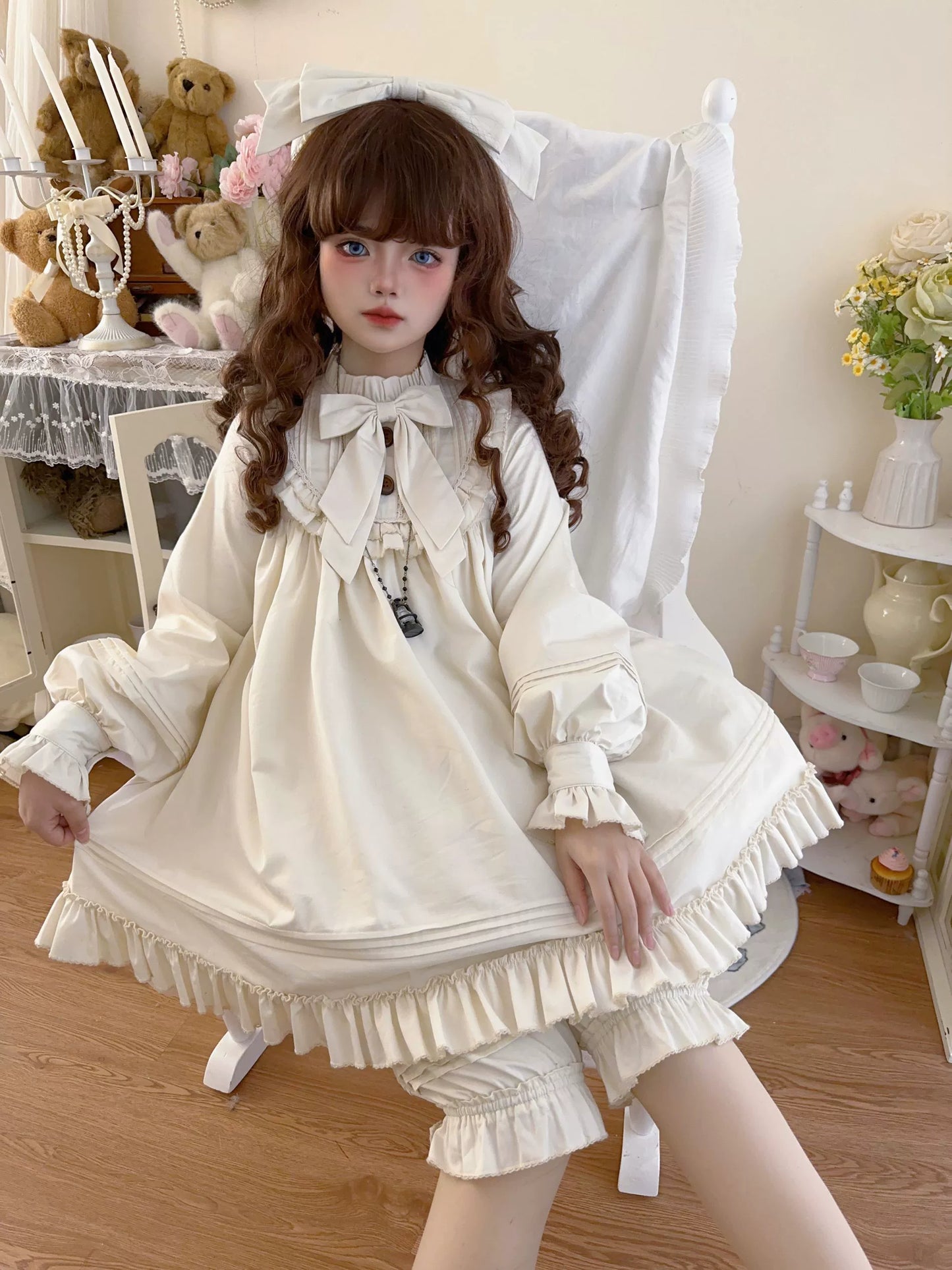 Uncle's Workshop - Lullaby - Cotton Lolita OP Dress Kawaii Lolita Bloomers