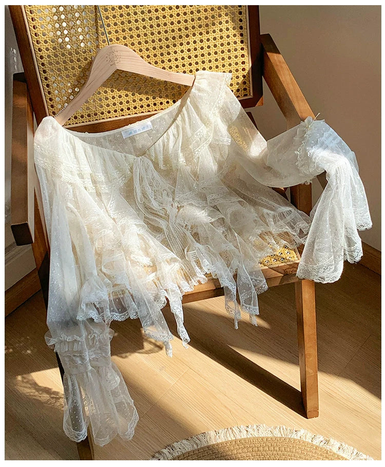 With PUJI - Letters and Poetry - Summer Classic Lolita Tulle Lace Bolero with Multi-Color