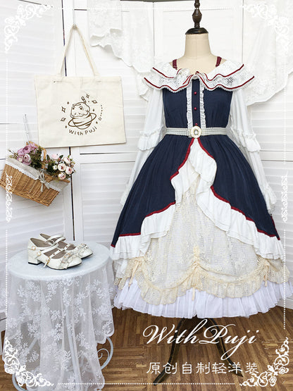 With Puji・朶now White - Lolita Flounce Hemline OP Dress