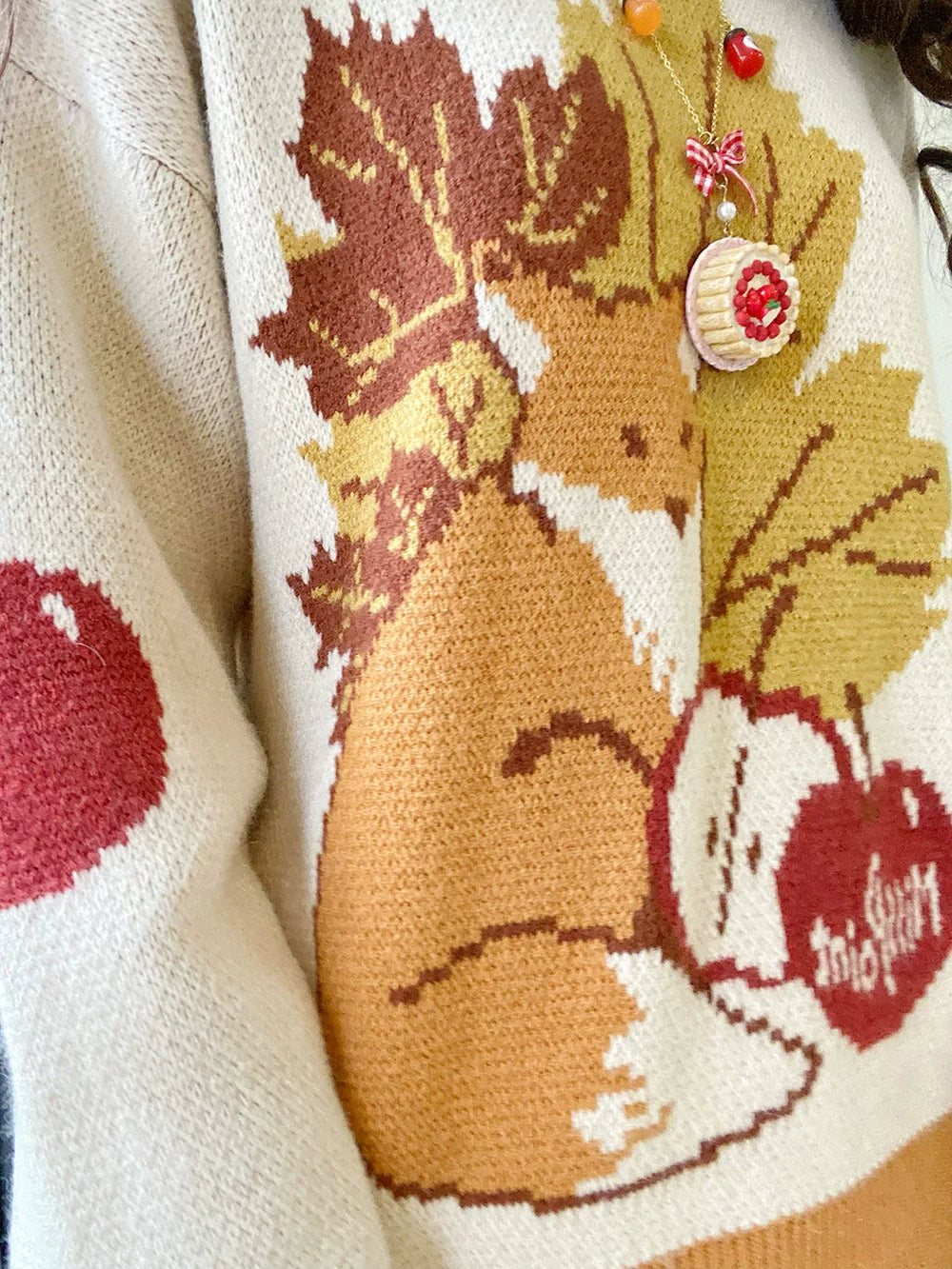 Miss Point - Chubby Fox in the Forest - Kawaii Lolita Sweater Customized Winter Lolita Couple Outfit