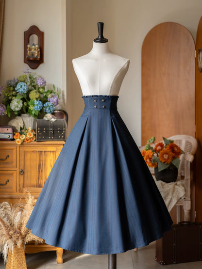 Forest Wardrobe - Forest Log - Classic Lolita Fishbone Striped Skirt, Side Pockets