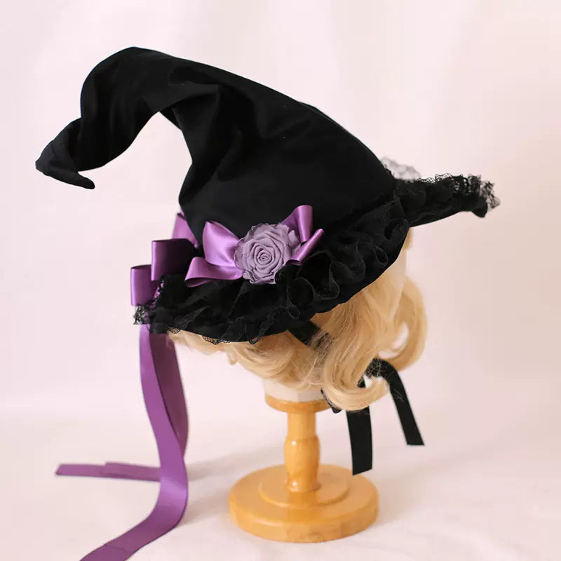 Xiaogui - Halloween Gothic Lolita Witch Hat Bow Velvet BNT