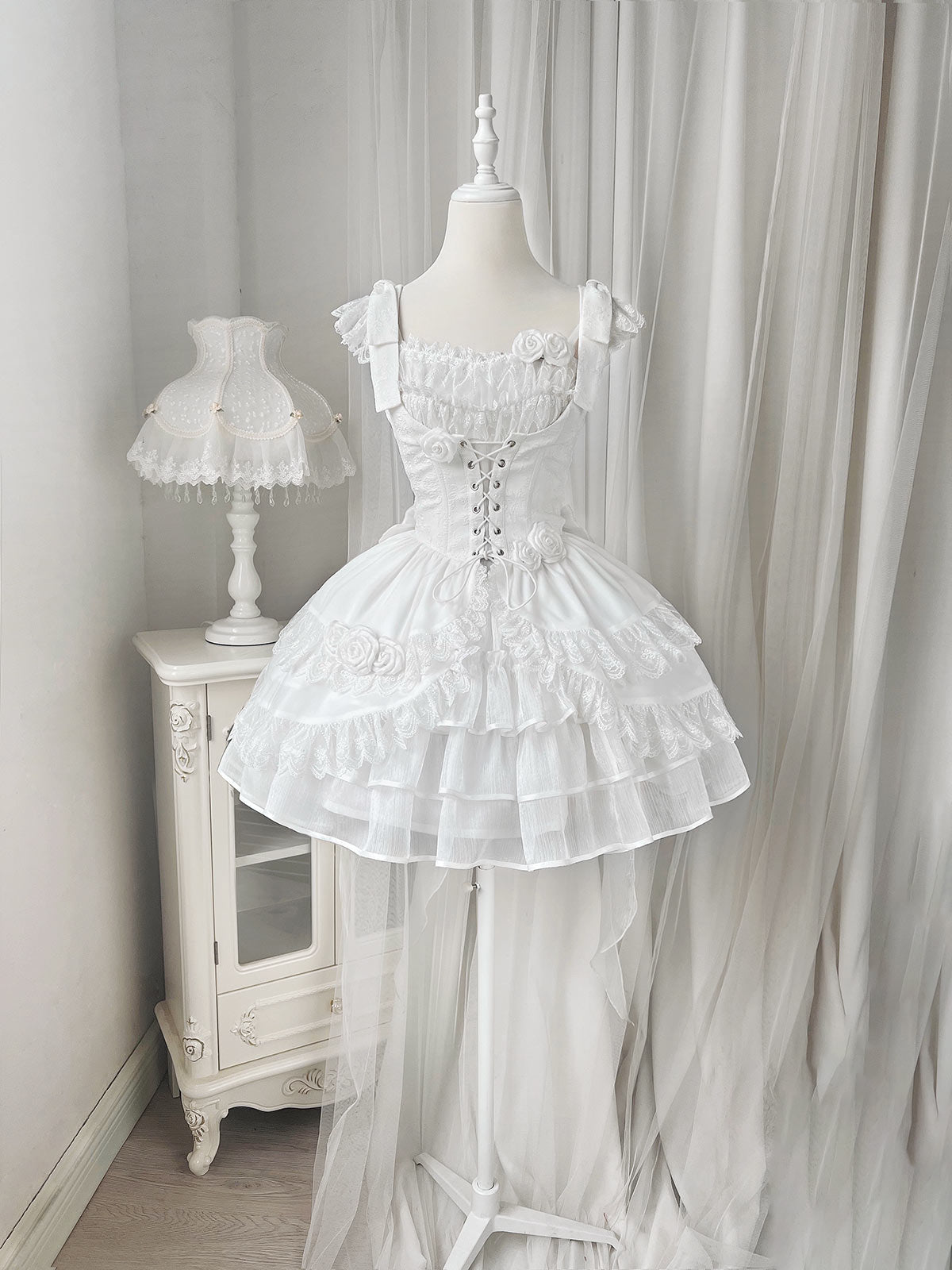 Your princess - Sweet Lolita White Princess Flounce Hemline OP