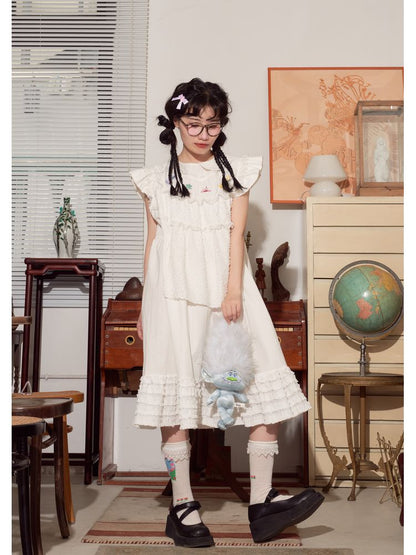 Embroidery White Sundress 【s0000001572】