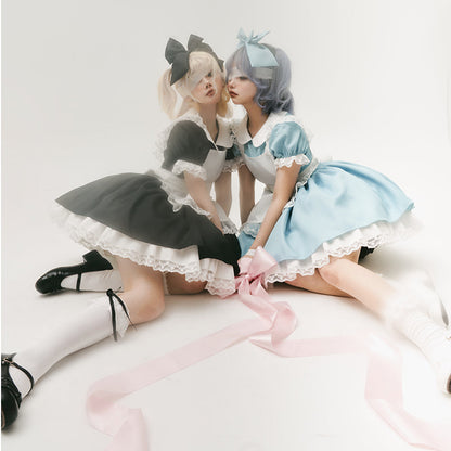 Daydream Whisper - Dream Doll - Plus Size Maid Lolita OP Suit Black and Blue Dress
