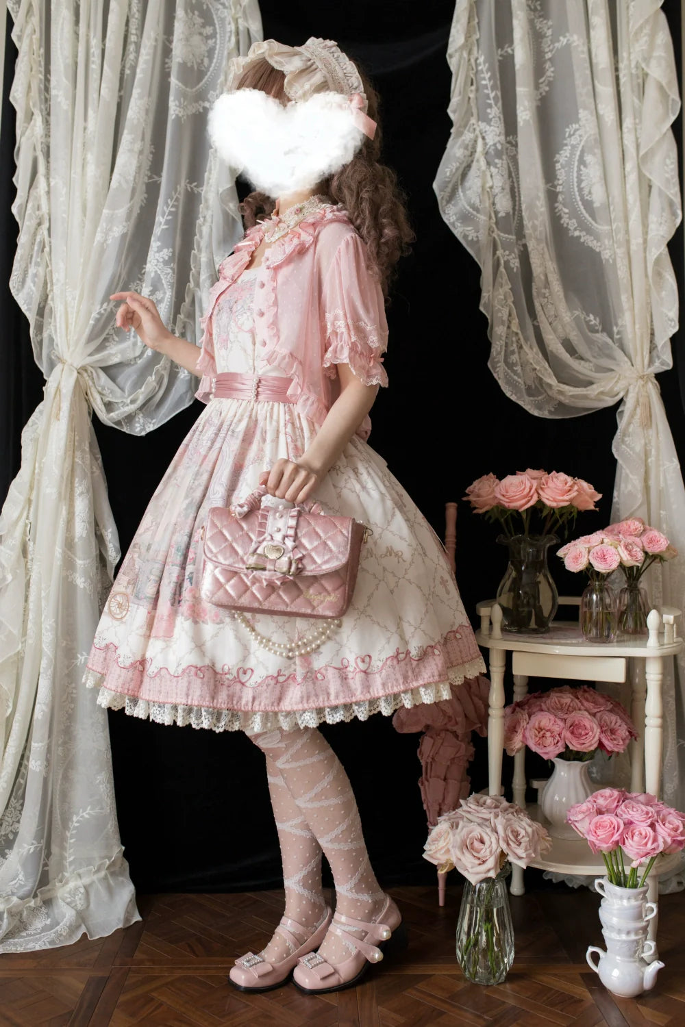 Moon River - Swan Lake Mirror - Pink Sweet Lolita Print JSK Dress
