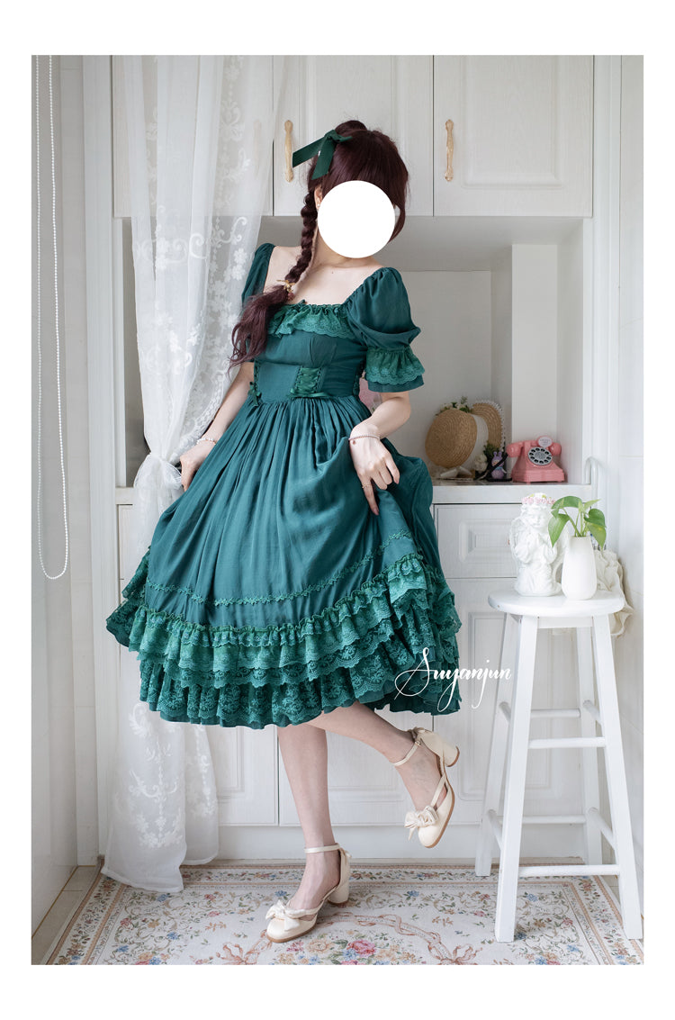Sweet Wood - Nyx's Kiss - Plus Size Classic Lolita Short-sleeved OP Dress