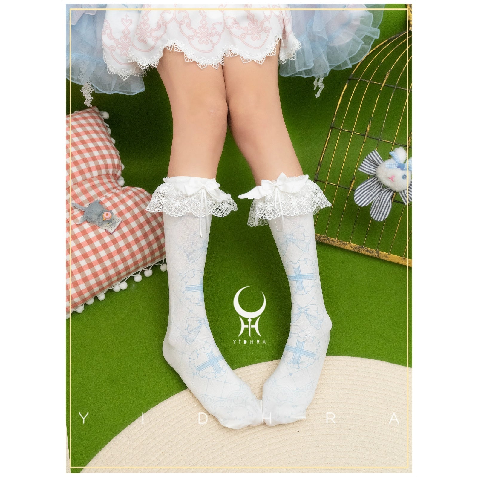 Yidhra - Printed Sweet Lolita Calf Socks, Detachable Calf Band