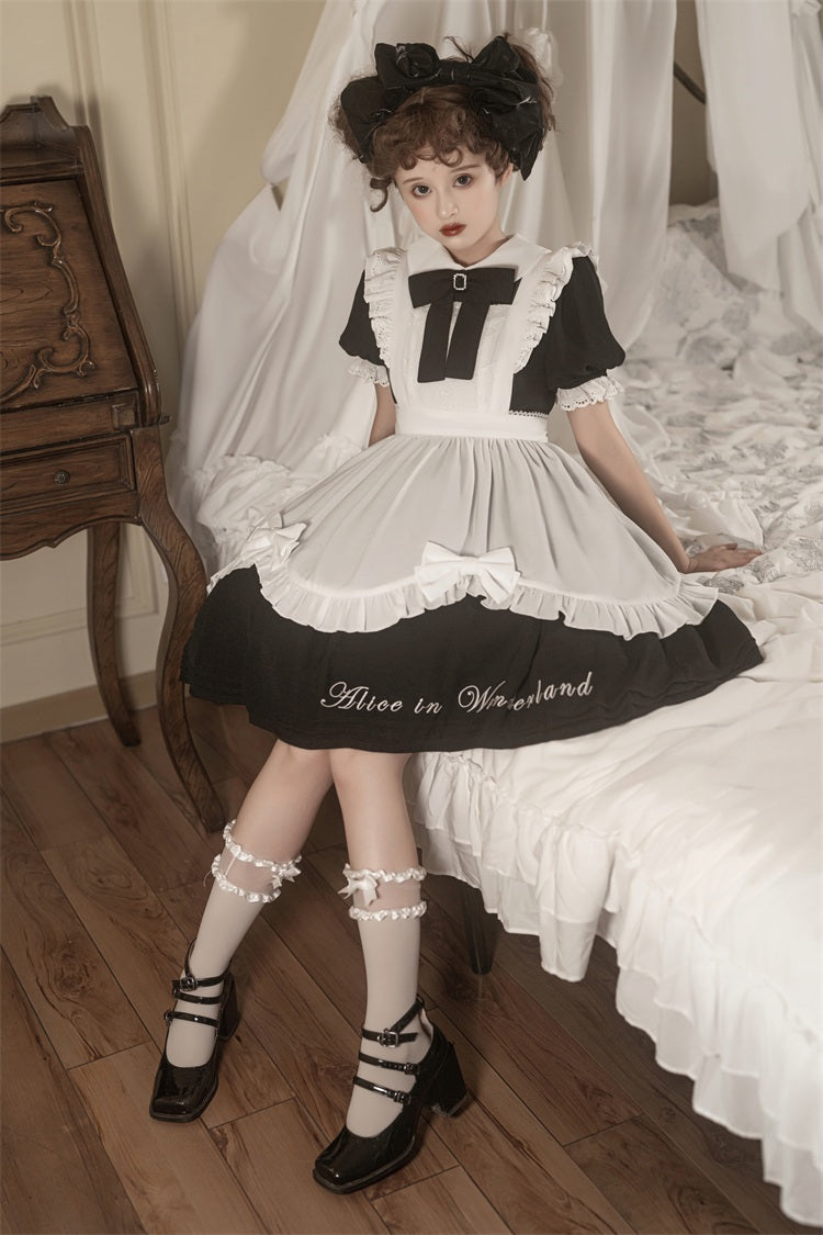 Letters from Unknown Star - Sweet Alice - Short Sleeves Maid Lolita OP