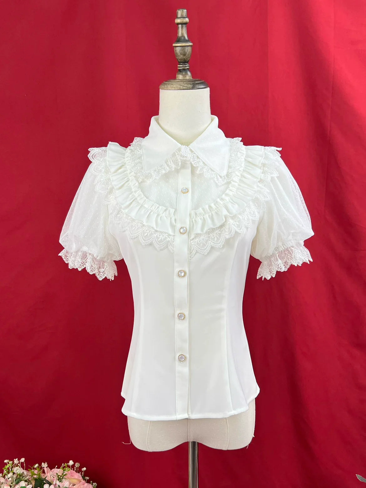 DMFS Lolita - Sweet Lolita Shirt Peter Pan Collar Blouse Detachable Sleeves