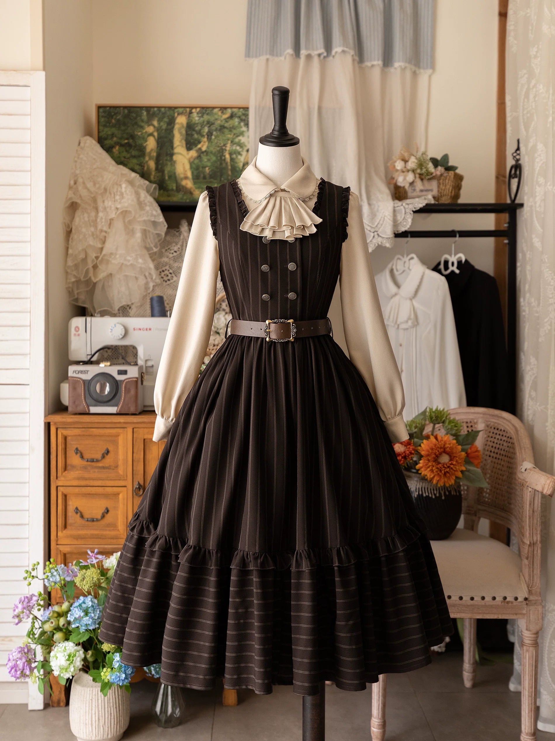 Forest Wardrobe - Little Manor - Classical Lolita JSK Dress & Long Sleeve Blouse