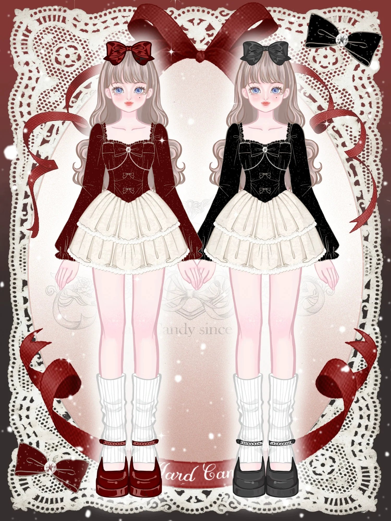 Yingtang - Plus Size Lolita Dress Velvet Long Sleeve