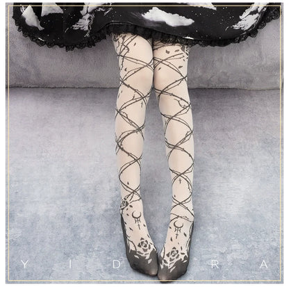 Glass Yarn Gothic Lolita Tights for Tropical Elegance