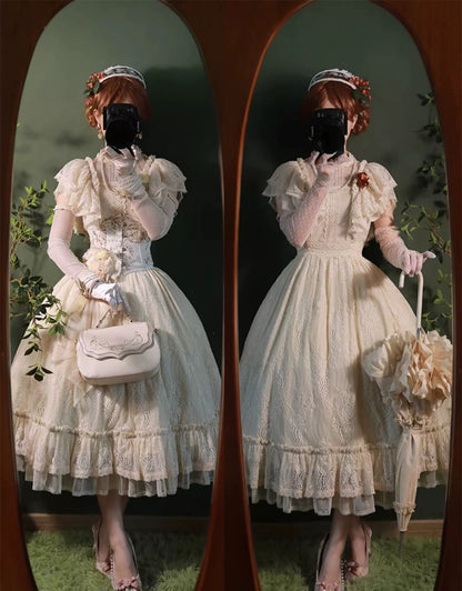 BittterSweet - Vintage Lolita OP Dress Old School Lace Long Dress