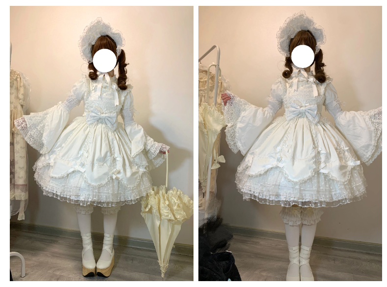The Seventh Doll - Sweet Diary SP - Vintage Lolita Jumper Dress Petal-like Hem JSK Headdress Set