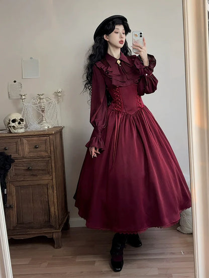 Forest Song - Astris - Reversible Classic Lolita High Waist Fishbone Skirt