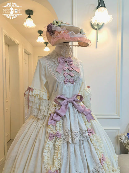 Miss Point - Lilyka Garden - Classic Lolita OP Dress Set Elegant Floral Wall Princess Sleeve