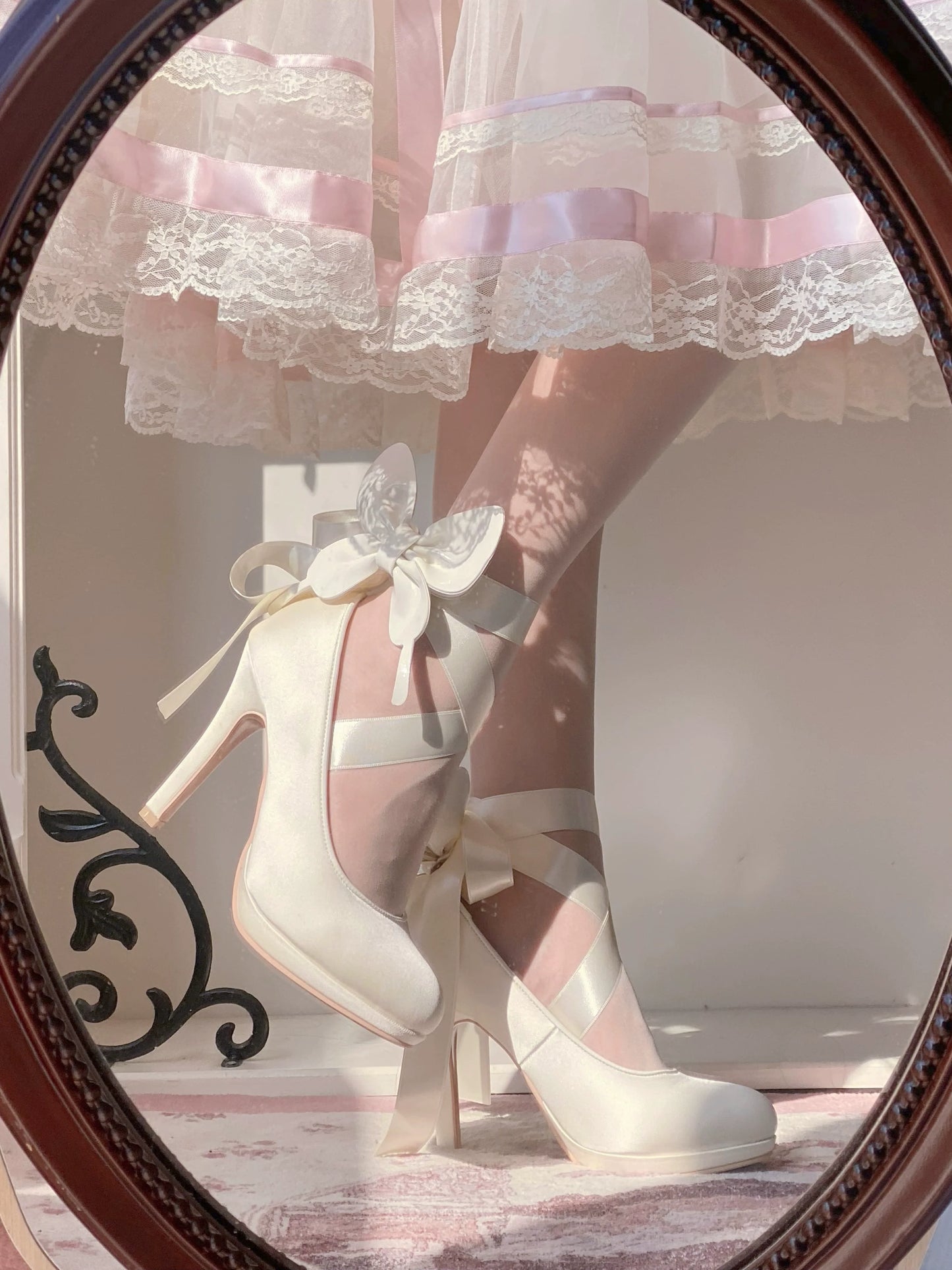 Pure Tea For Dream - Butterfly Specimen - Ballet Style Lolita Shoes Elegant Platform Lolita Heels