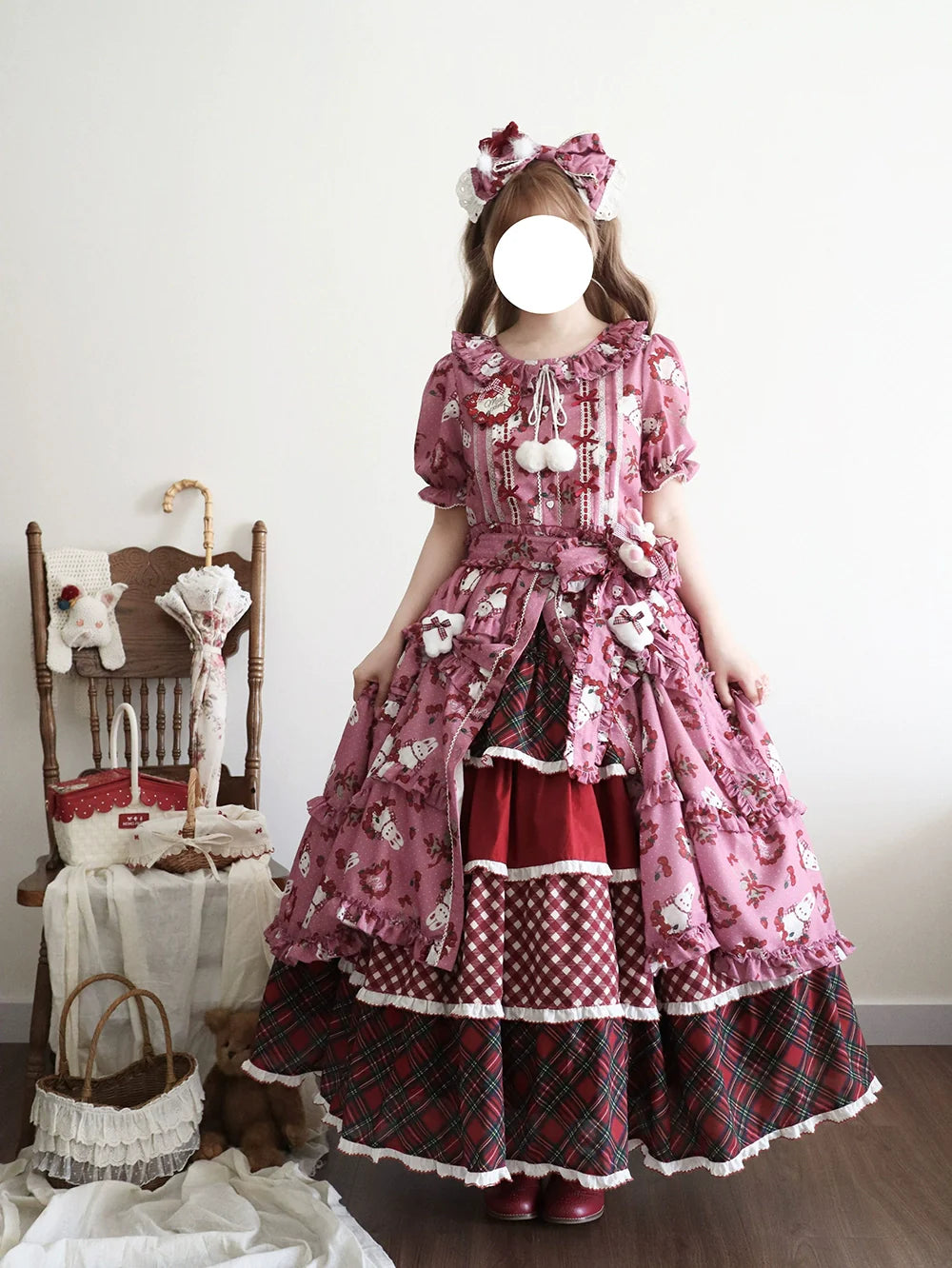 Miss Point - Forest Berry Bunny - Sweet Lolita Plaid Skirt Tiered Ruffles Spring SK