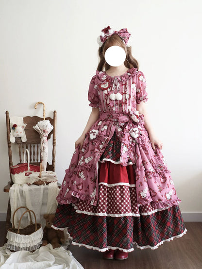 Miss Point - Forest Berry Bunny - Sweet Lolita Plaid Skirt Tiered Ruffles Spring SK