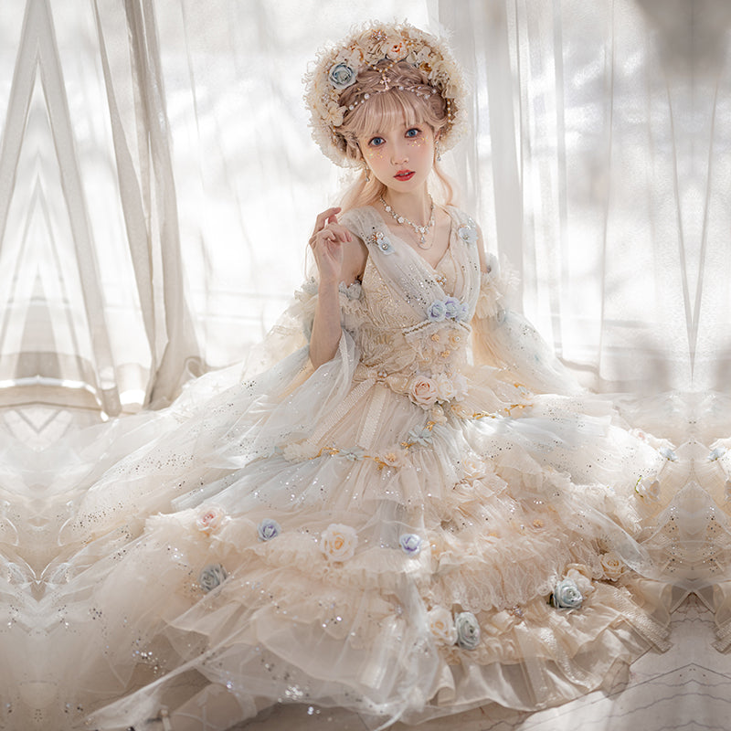 Cat Fairy - Flower Spirit - Elegant Lolita JSK Dress Summer Wedding Lolita JSK