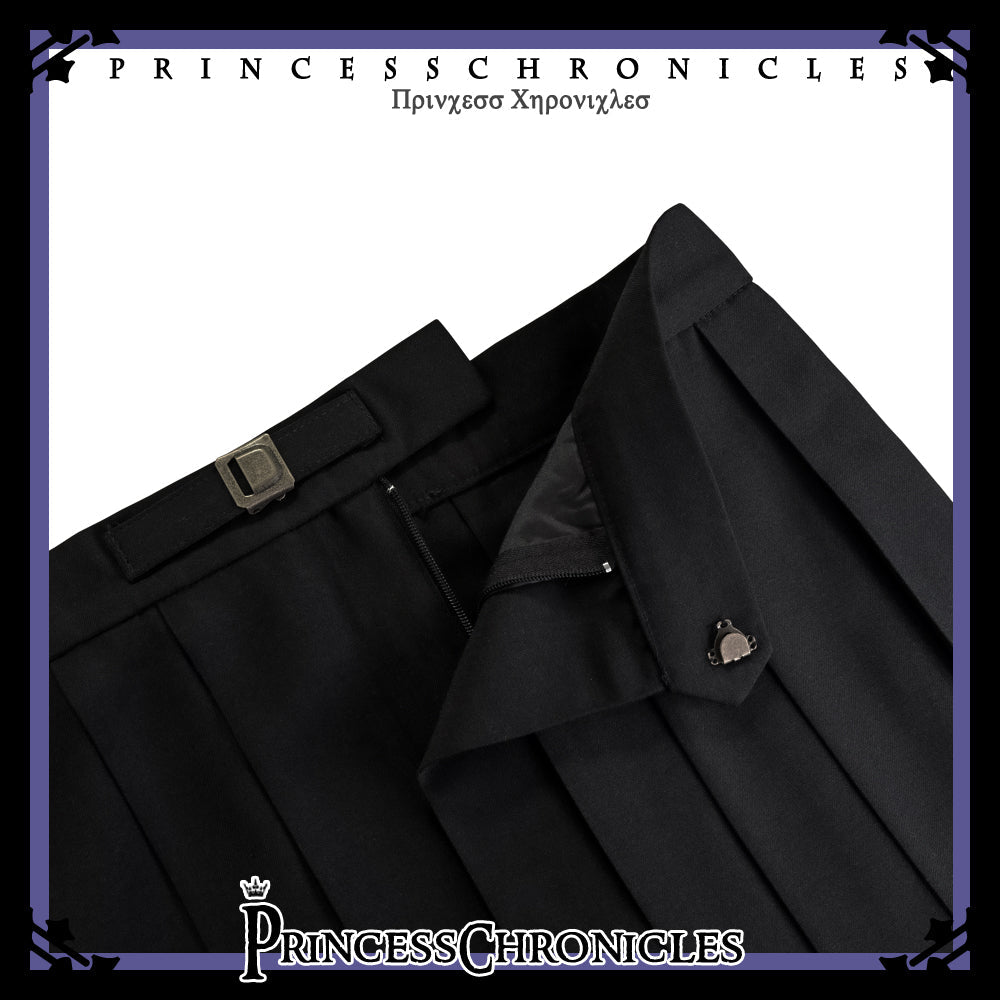 Princess Chronicles - Pomegranate Note - Chinese Style Black Pleated Skirt