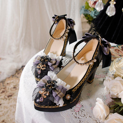 One Night - Bright PU Wedding Lolita Thick High Heels